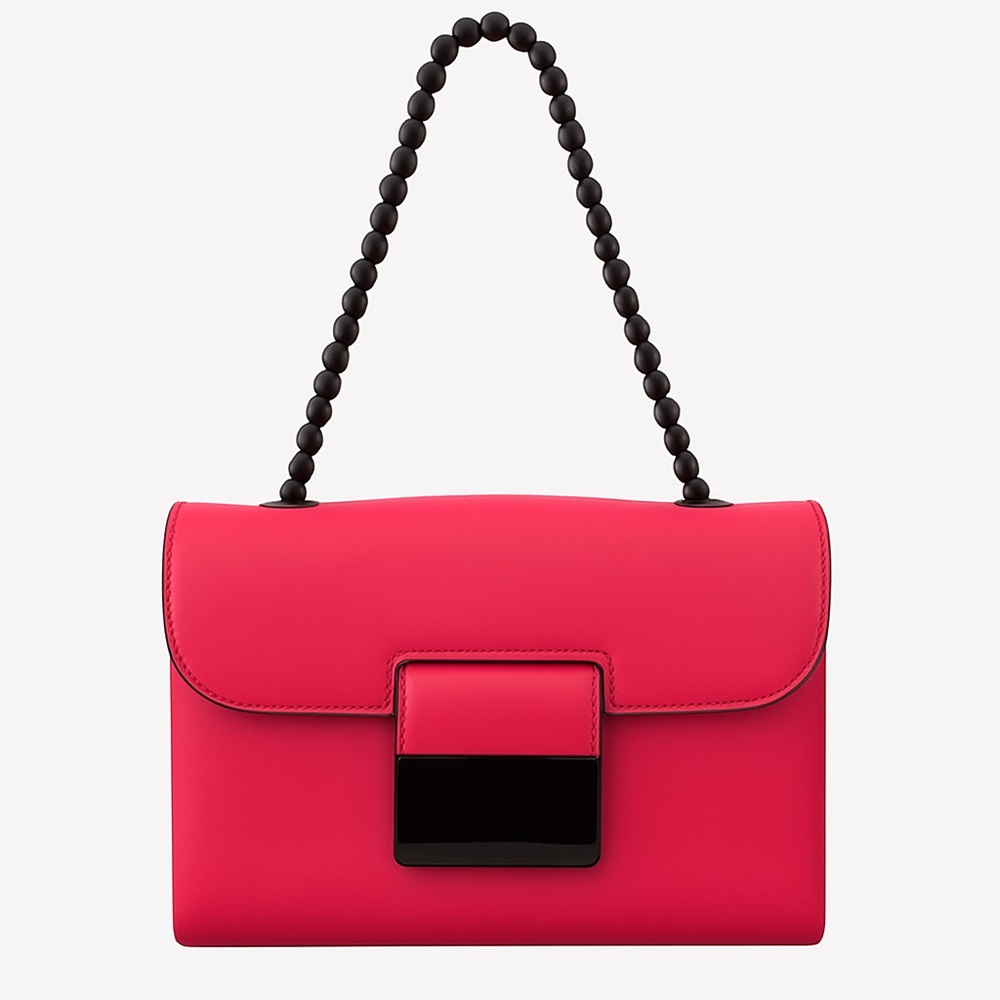 Giorgio Armani Fuchsia Leather Shoulder Bag/chain strap, like new! 9.5”x6.5”